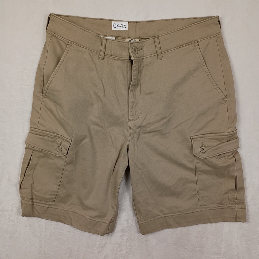 St Johns Bay Cargo Shorts Mens 34 Tan‎ Khaki Stretch Cotton Hiking Gorpcore Work